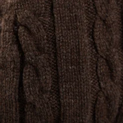 BERRETTO MARRONE SCURO A trecce in cashmere