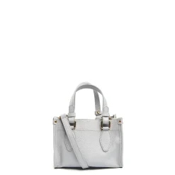 BORSA SHOPPING MINI AZZURRO POLVERE In pelle martellata