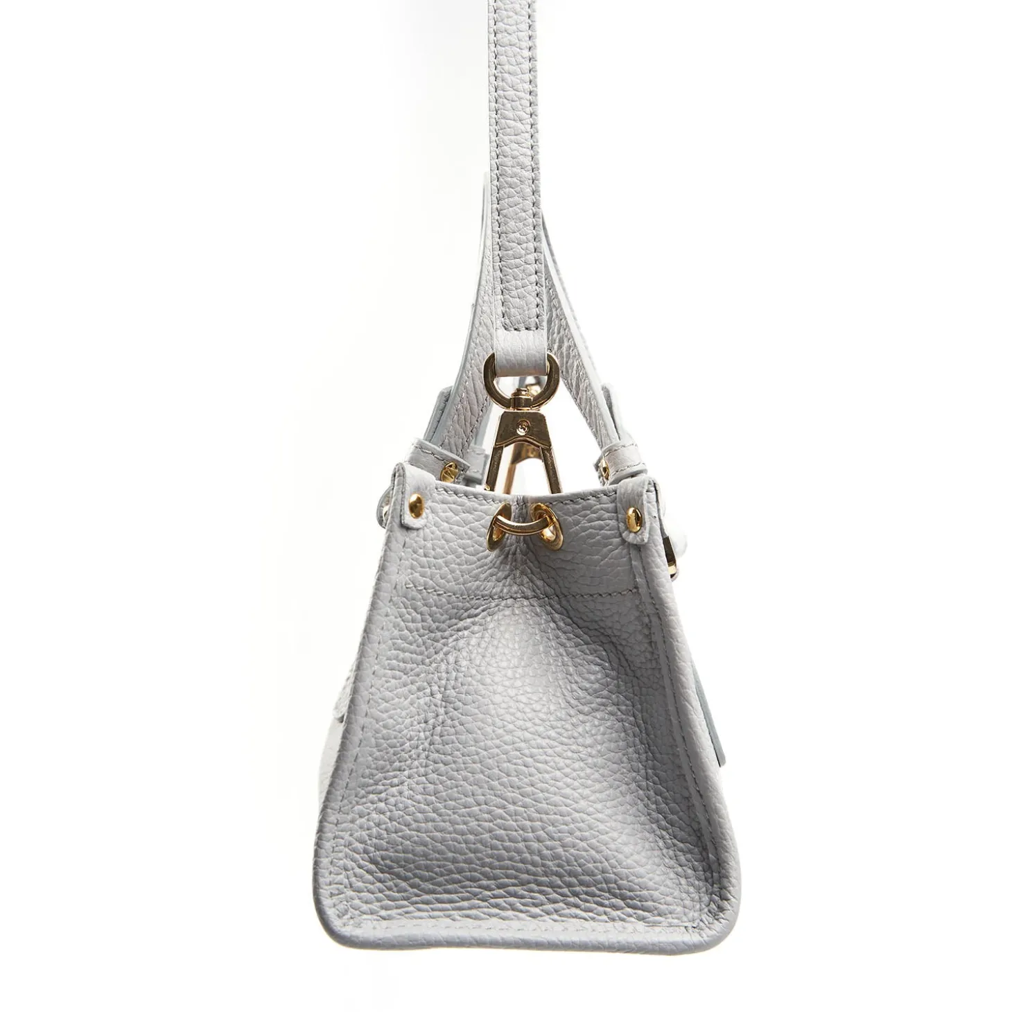 BORSA SHOPPING MINI AZZURRO POLVERE In pelle martellata