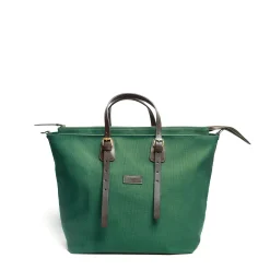BORSA WEEKEND VERDE SCURO In tela con rifinitute in pelle