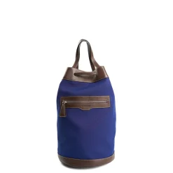 BORSONE GIAN MIDI BLU SCURO E TESTA MORO In canvas e pelle