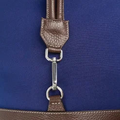 BORSONE GIAN MIDI BLU SCURO E TESTA MORO In canvas e pelle