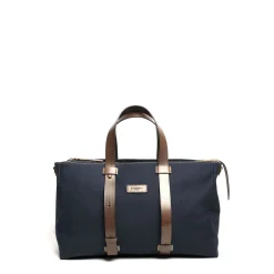 BORSONE WEEKEND BLU SCURO In tela con rifiniture in pelle
