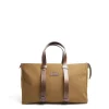 BORSONE WEEKEND MARRONE CHIARO In tela con rifiniture in pelle