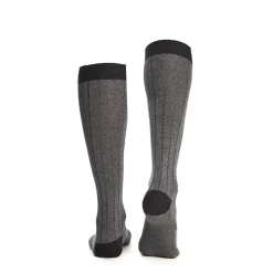 CALZE LUNGHE BICOLORE GRIGIO E NERO IN COTONE Tinta unita
