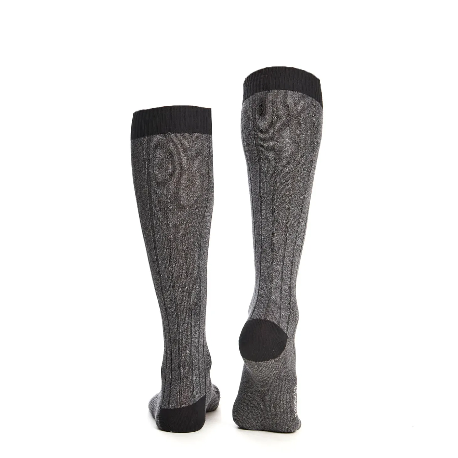 CALZE LUNGHE BICOLORE GRIGIO E NERO IN COTONE Tinta unita