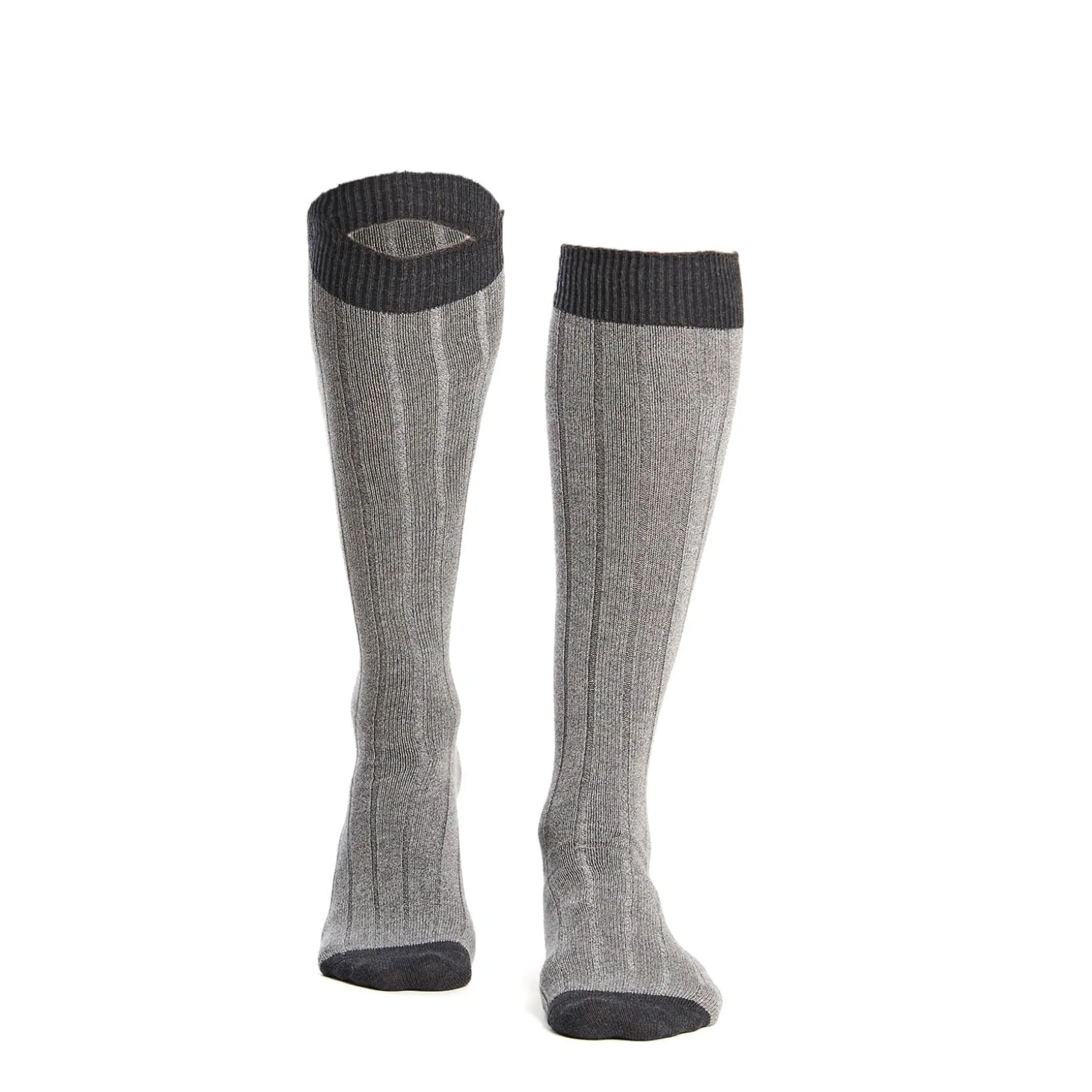 CALZE LUNGHE BICOLORE GRIGIO CHIARO E SCURO IN COTONE Tinta unita