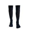 CALZE LUNGHE BLU SCURO IN COTONE Microfantasia fiore
