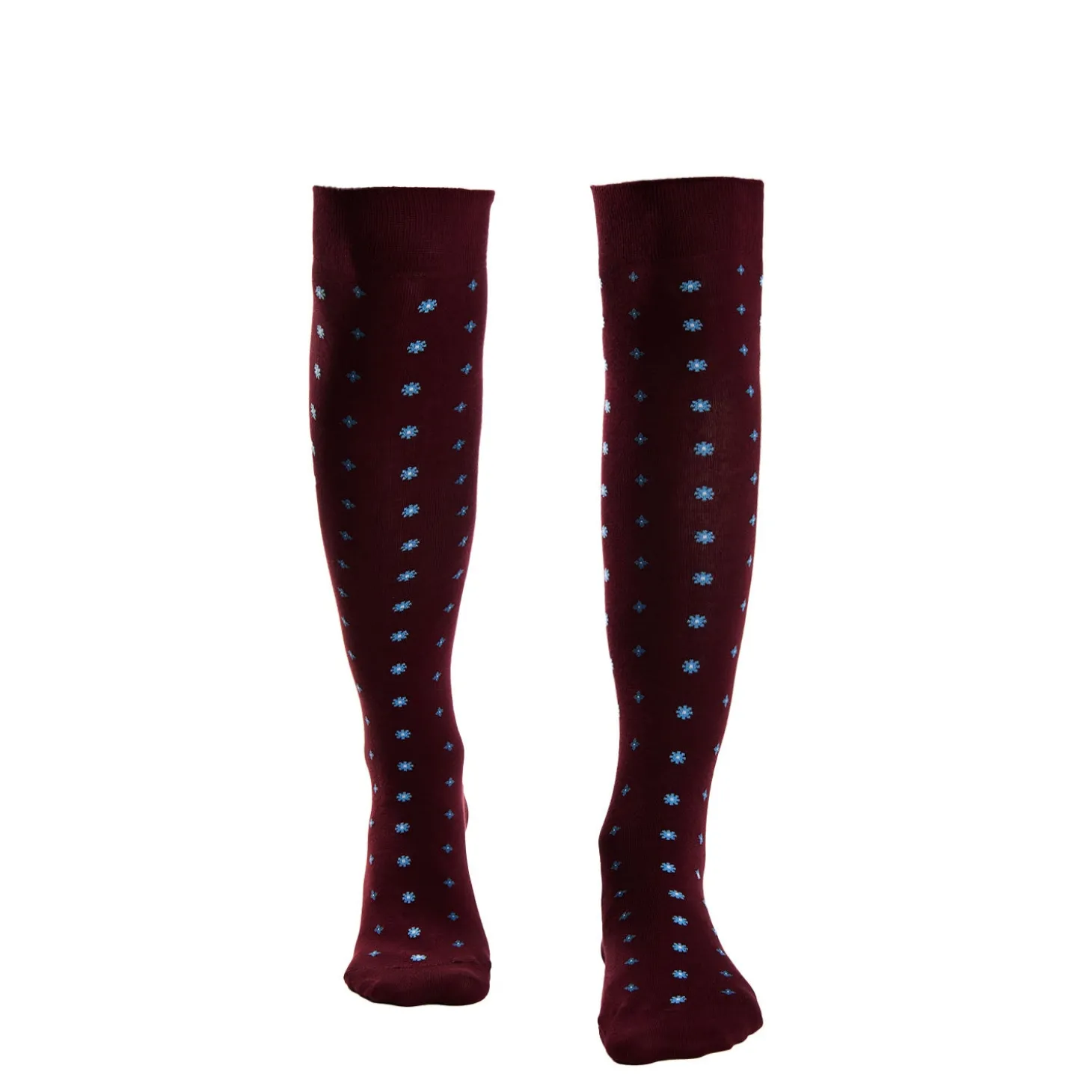CALZE LUNGHE BORDEAUX IN COTONE Microfantasia fiore