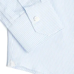 CAMICIA CLASSICA A RIGHE BIANCO E AZZURRO SLIM In cotone popeline
