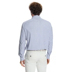 CAMICIA CLASSICA RIGHE BIANCO E BLU REGULAR In cotone popeline