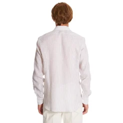 CAMICIA IN LINO BIANCA E BEIGE Rigata