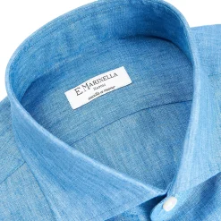 CAMICIA IN LINO BLUETTE Con bottoni in madreperla