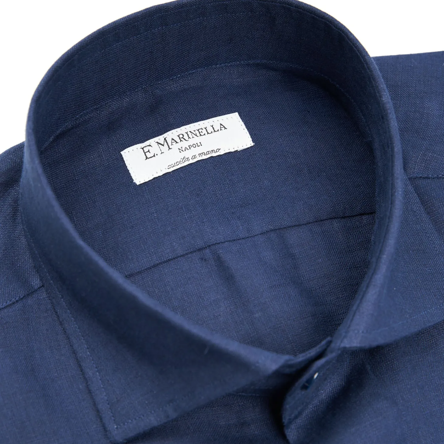 CAMICIA IN LINO BLU NOTTE Con bottoni in madreperla