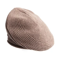 CAPPELLO BASCO A RIGHE MARRONE SCURO In cashmere