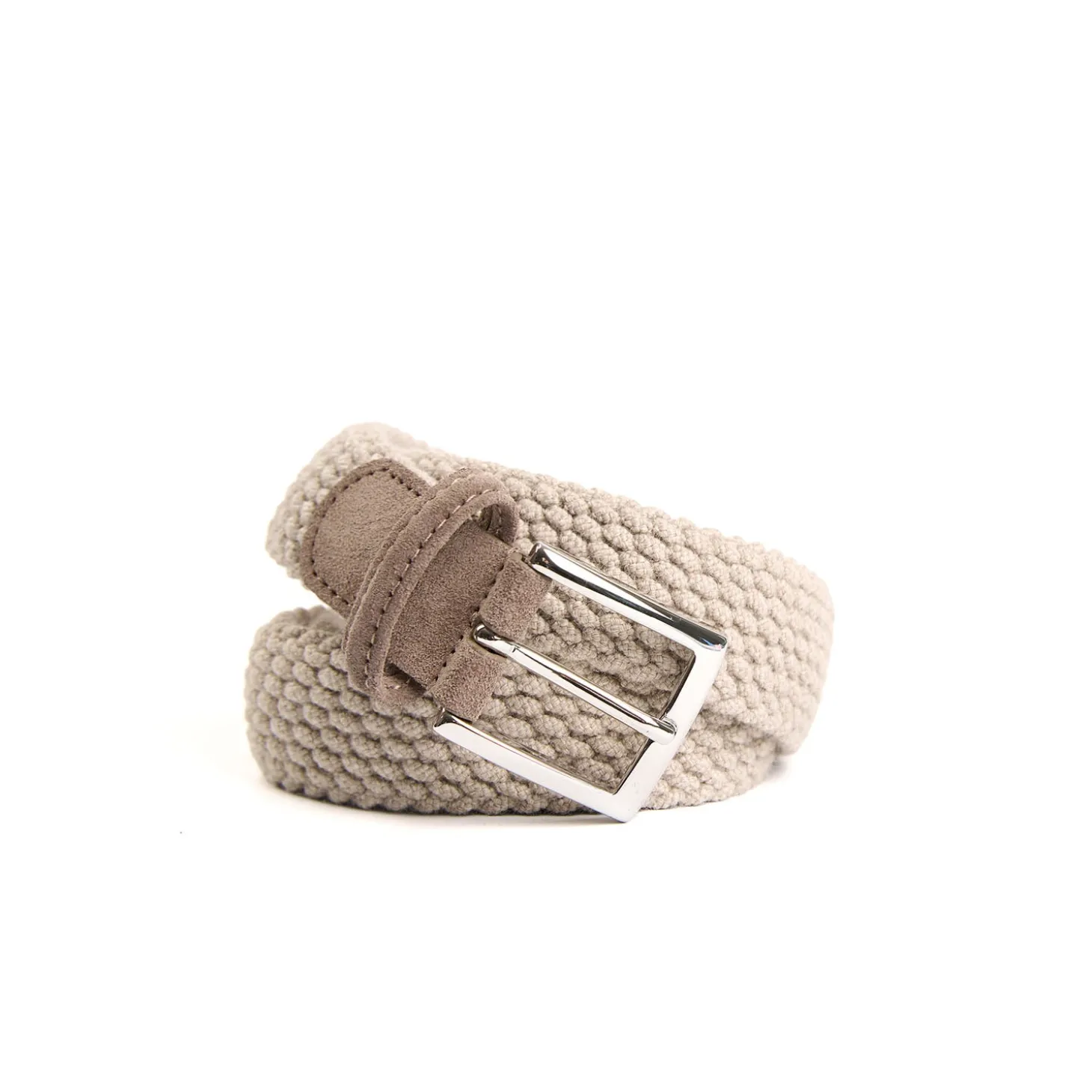 CINTURA INTRECCIATA IN LANA BEIGE Con finiture in camoscio
