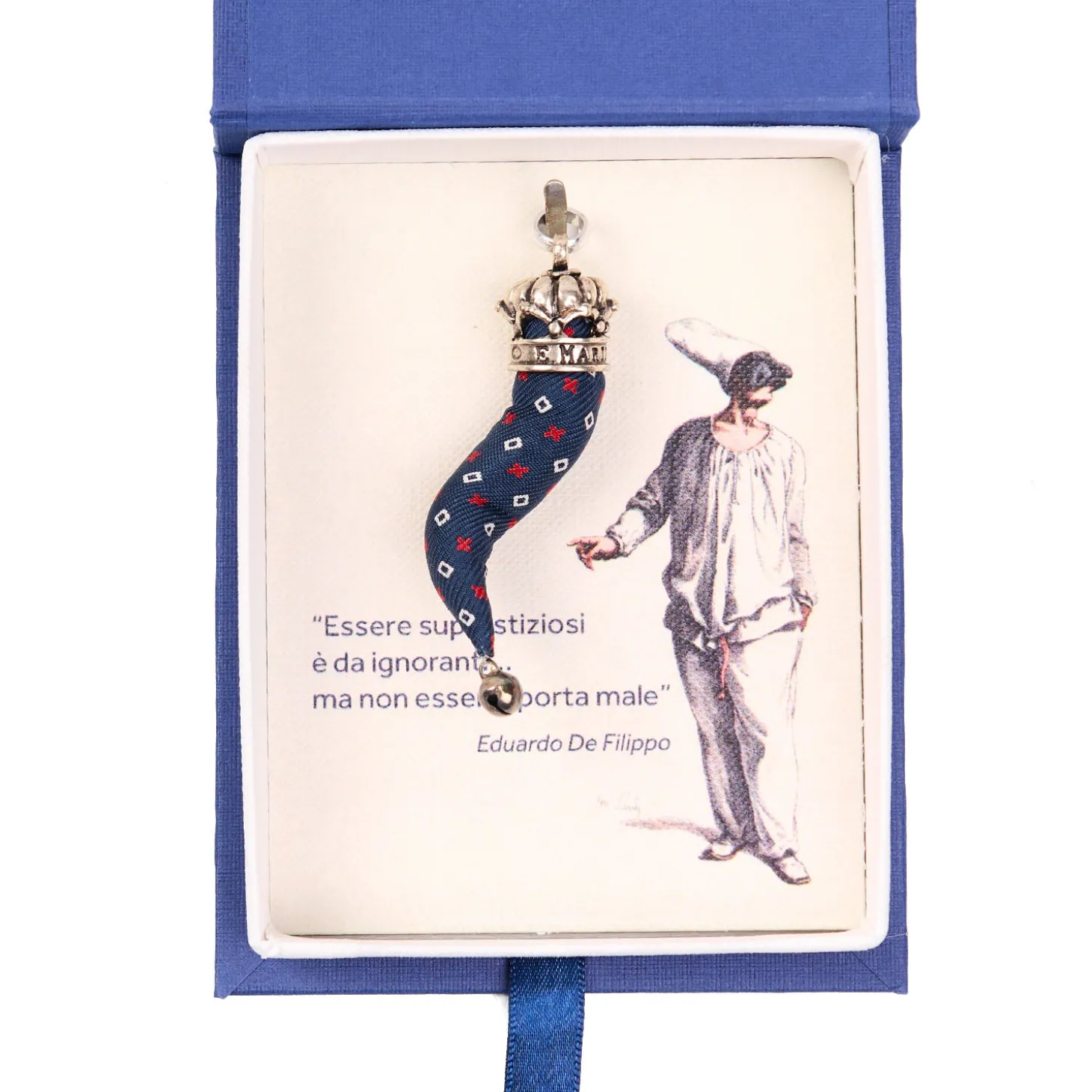 CORNETTO BLU In seta e argento