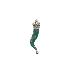 CORNETTO IN SETA VERDE SCURO In seta e argento