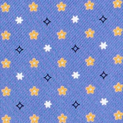 CRAVATTA ASCOT IN SETA AZZURRO POLVERE Microfantasia fiore
