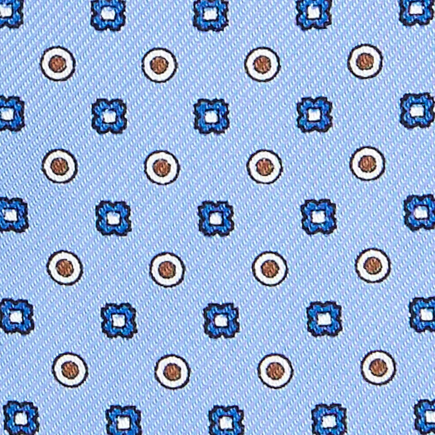 CRAVATTA ASCOT IN SETA AZZURRA Microfantasia fiore