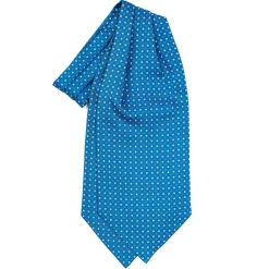 CRAVATTA ASCOT IN SETA BLU MEDIO Microfantasia fiore