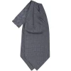 CRAVATTA ASCOT IN SETA BLU SCURO Microfantasia fiore