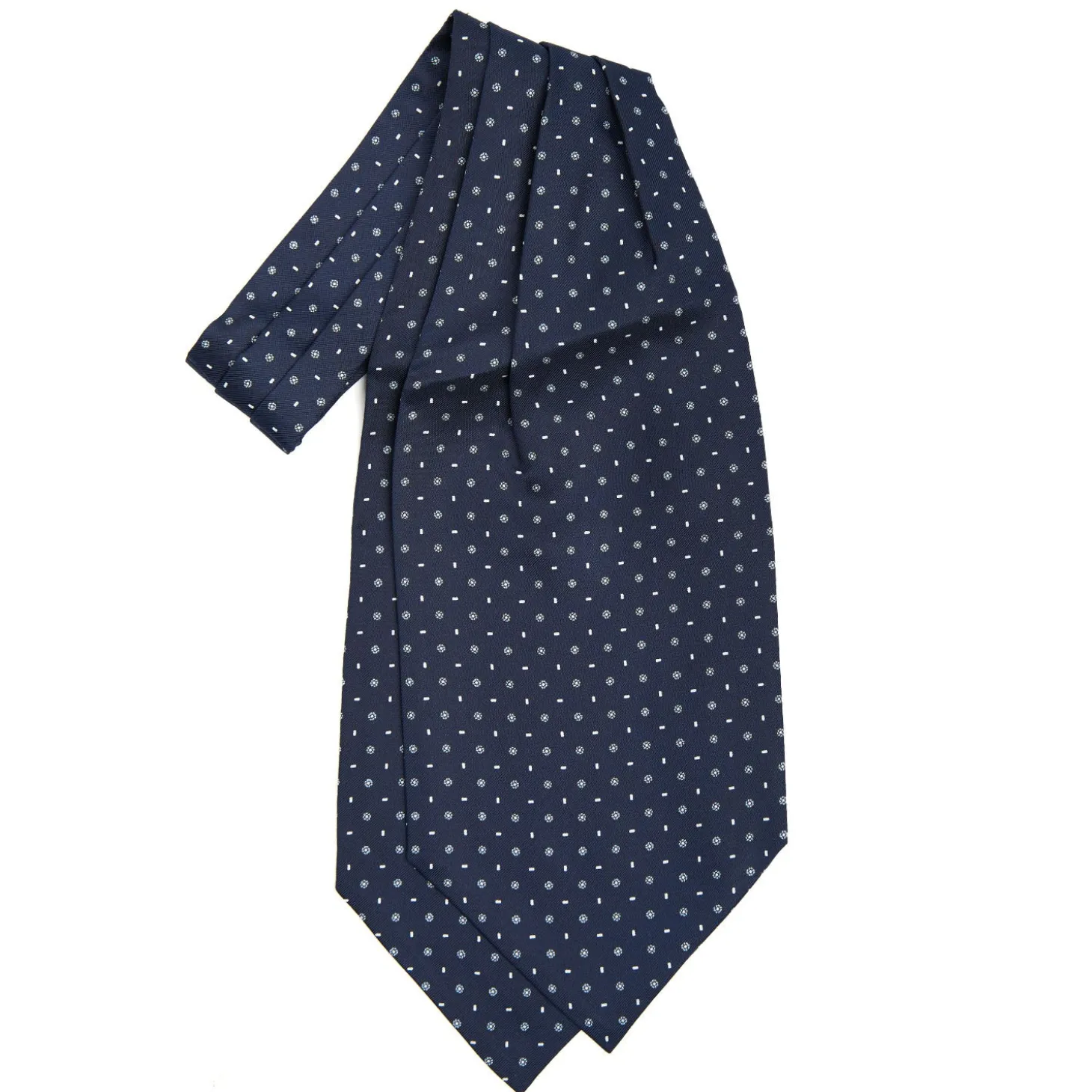 CRAVATTA ASCOT IN SETA BLU SCURO Microfantasia fiore