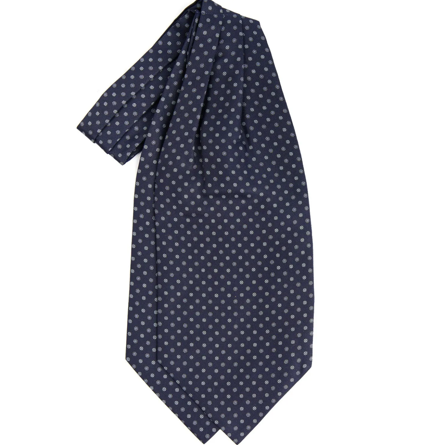 CRAVATTA ASCOT IN SETA BLU SCURO Microfantasia fiore