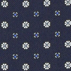 CRAVATTA ASCOT IN SETA BLU SCURO Microfantasia fiore