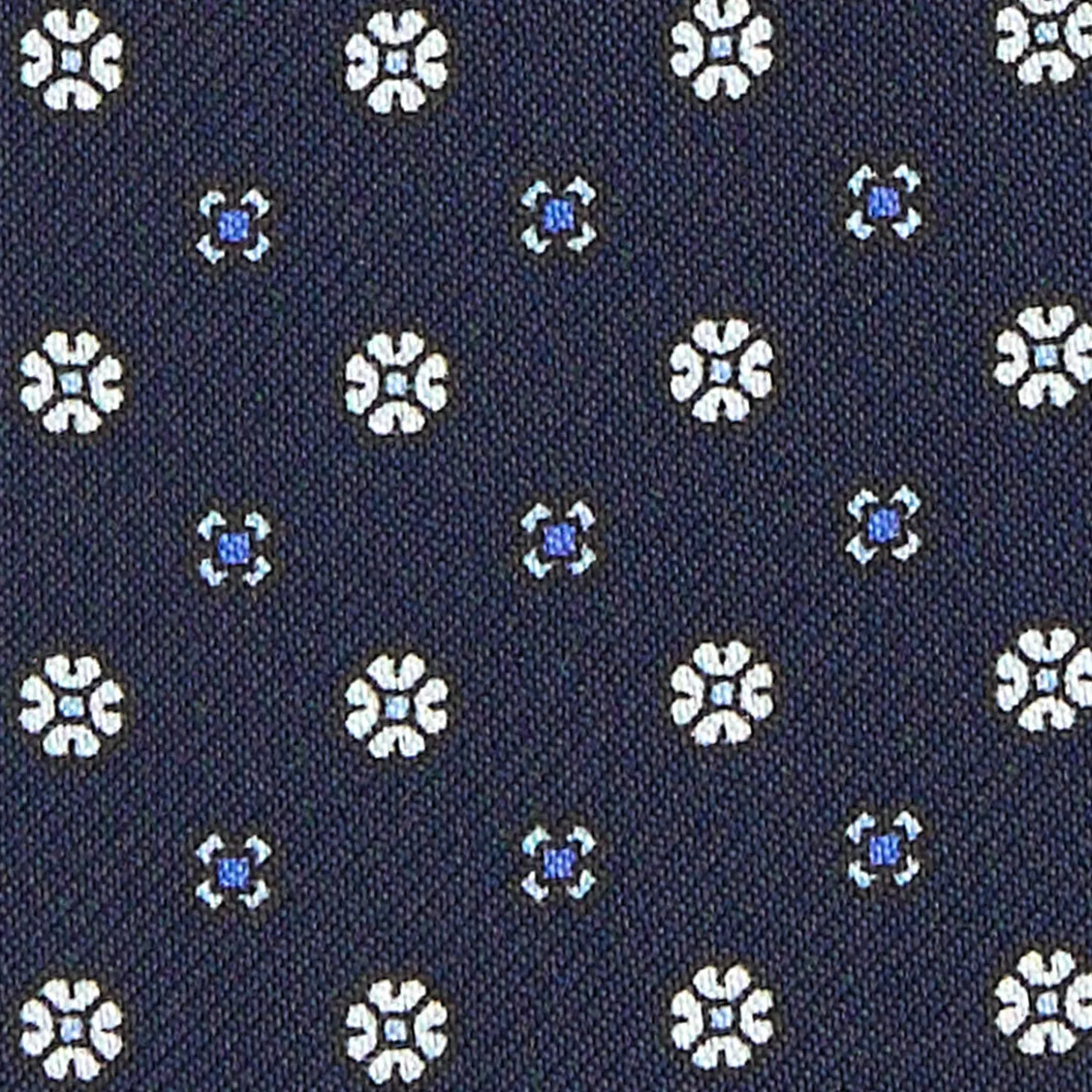 CRAVATTA ASCOT IN SETA BLU SCURO Microfantasia fiore