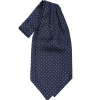 CRAVATTA ASCOT IN SETA BLU SCURO Microfantasia fiore