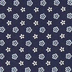 CRAVATTA ASCOT IN SETA BLU SCURO Microfantasia fiore