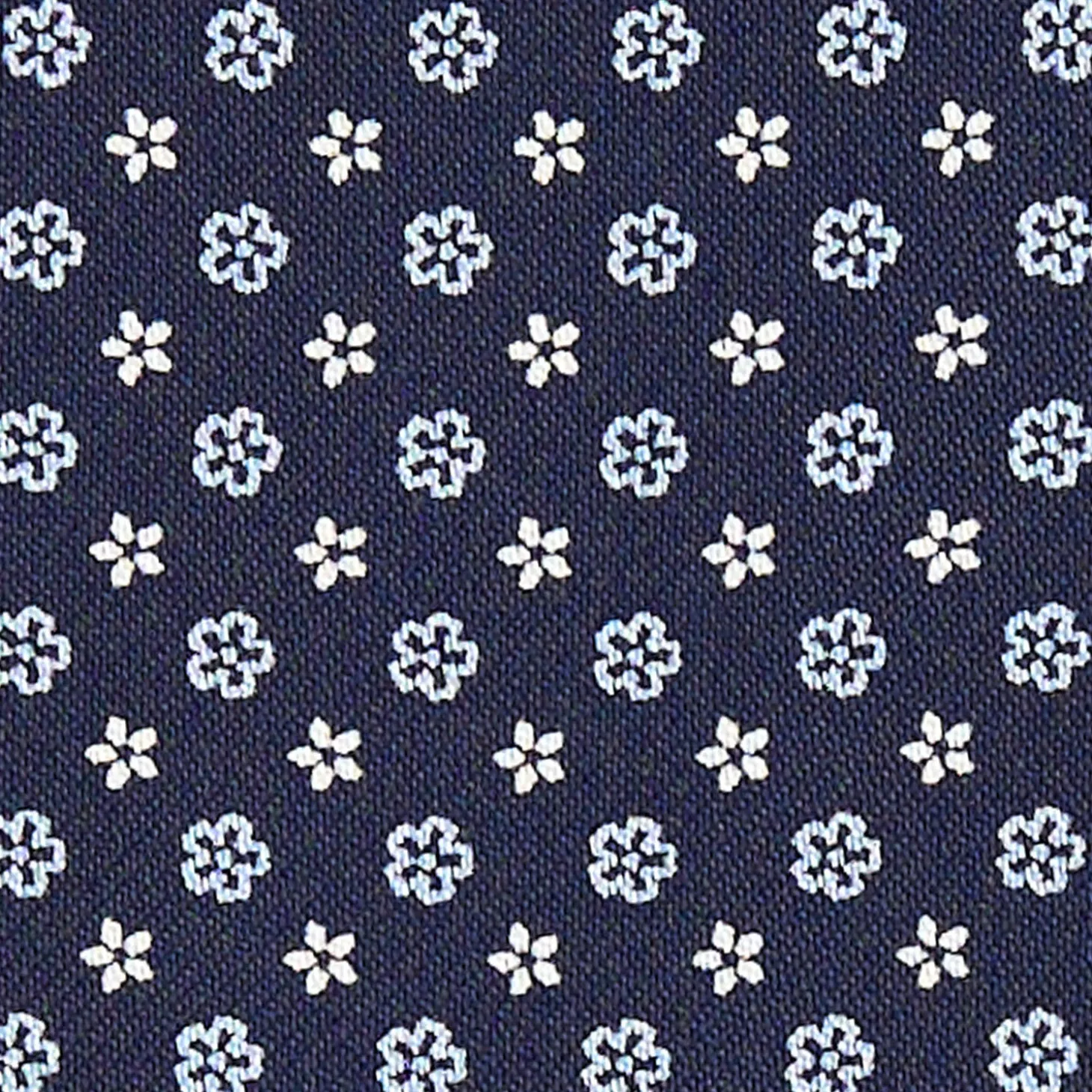 CRAVATTA ASCOT IN SETA BLU SCURO Microfantasia fiore