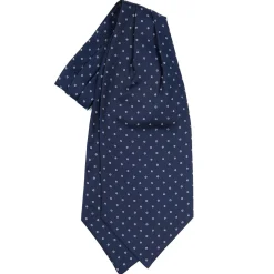 CRAVATTA ASCOT IN SETA BLU SCURO Microfantasia fiore