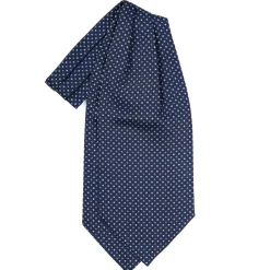 CRAVATTA ASCOT IN SETA BLU SCURO Microfantasia fiore