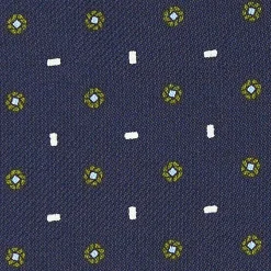 CRAVATTA ASCOT IN SETA BLU SCURO Microfantasia fiore