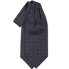 CRAVATTA ASCOT IN SETA BLU SCURO Microfantasia fiore