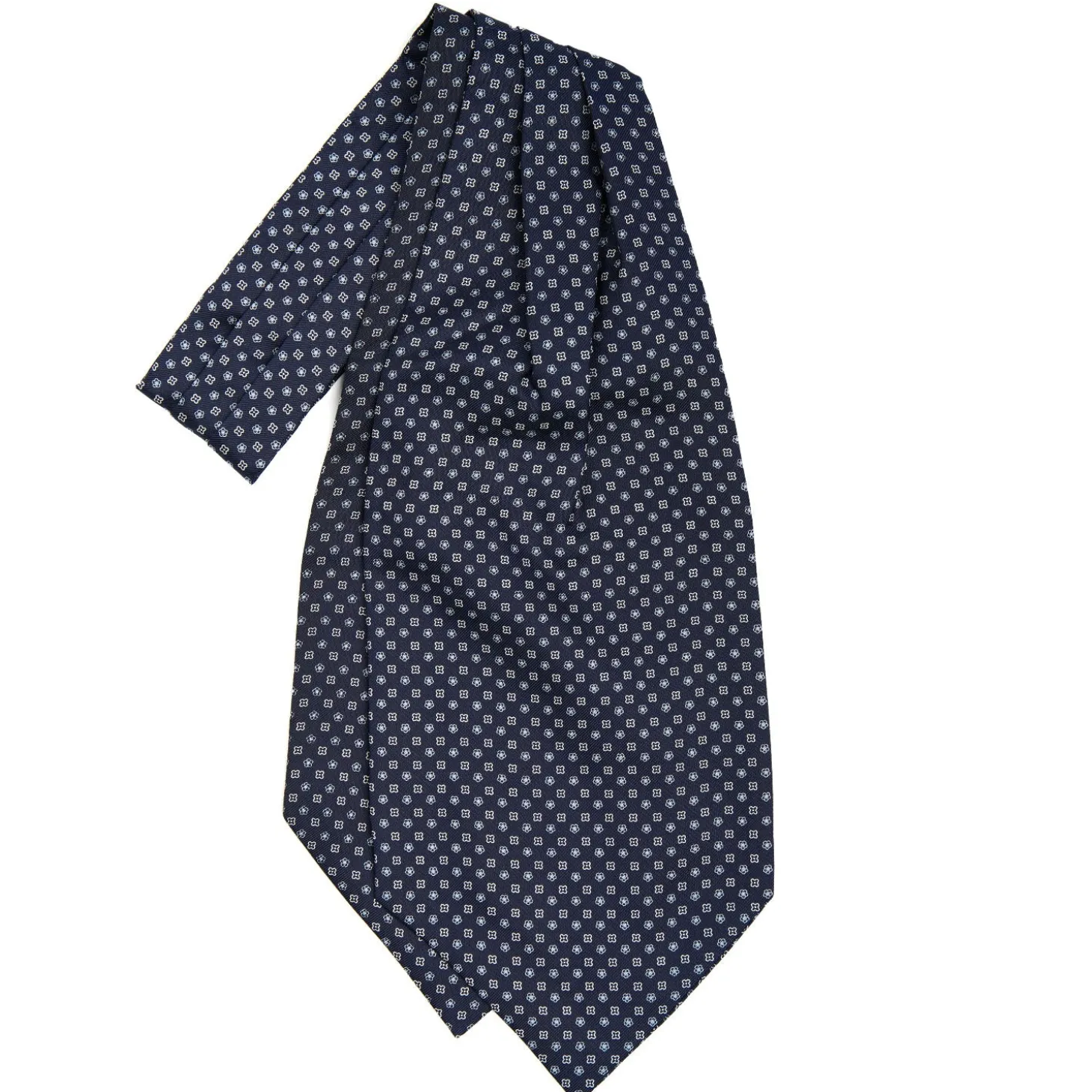 CRAVATTA ASCOT IN SETA BLU SCURO Microfantasia fiore