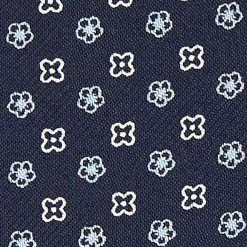 CRAVATTA ASCOT IN SETA BLU SCURO Microfantasia fiore
