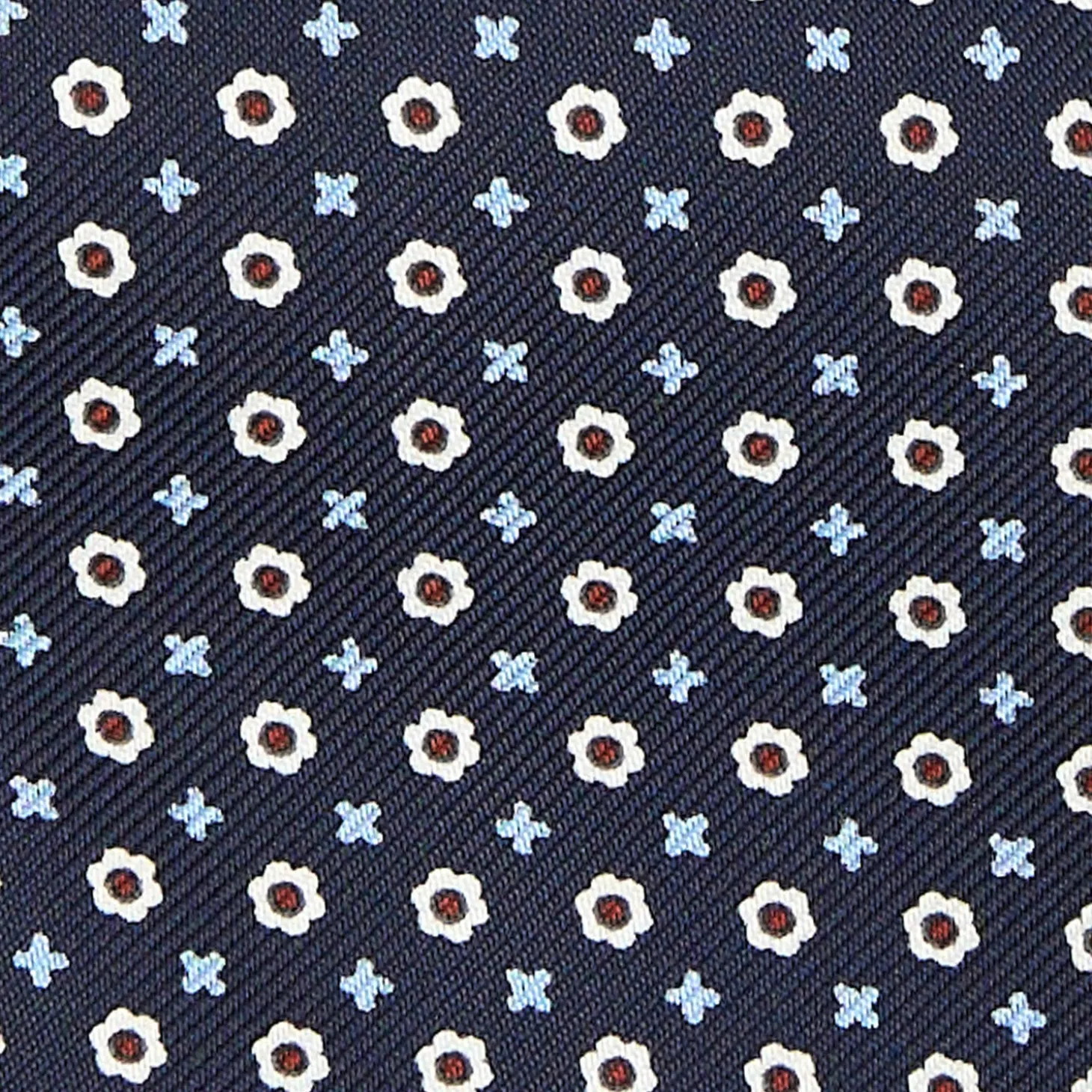 CRAVATTA ASCOT IN SETA BLU SCURO Microfantasia fiore