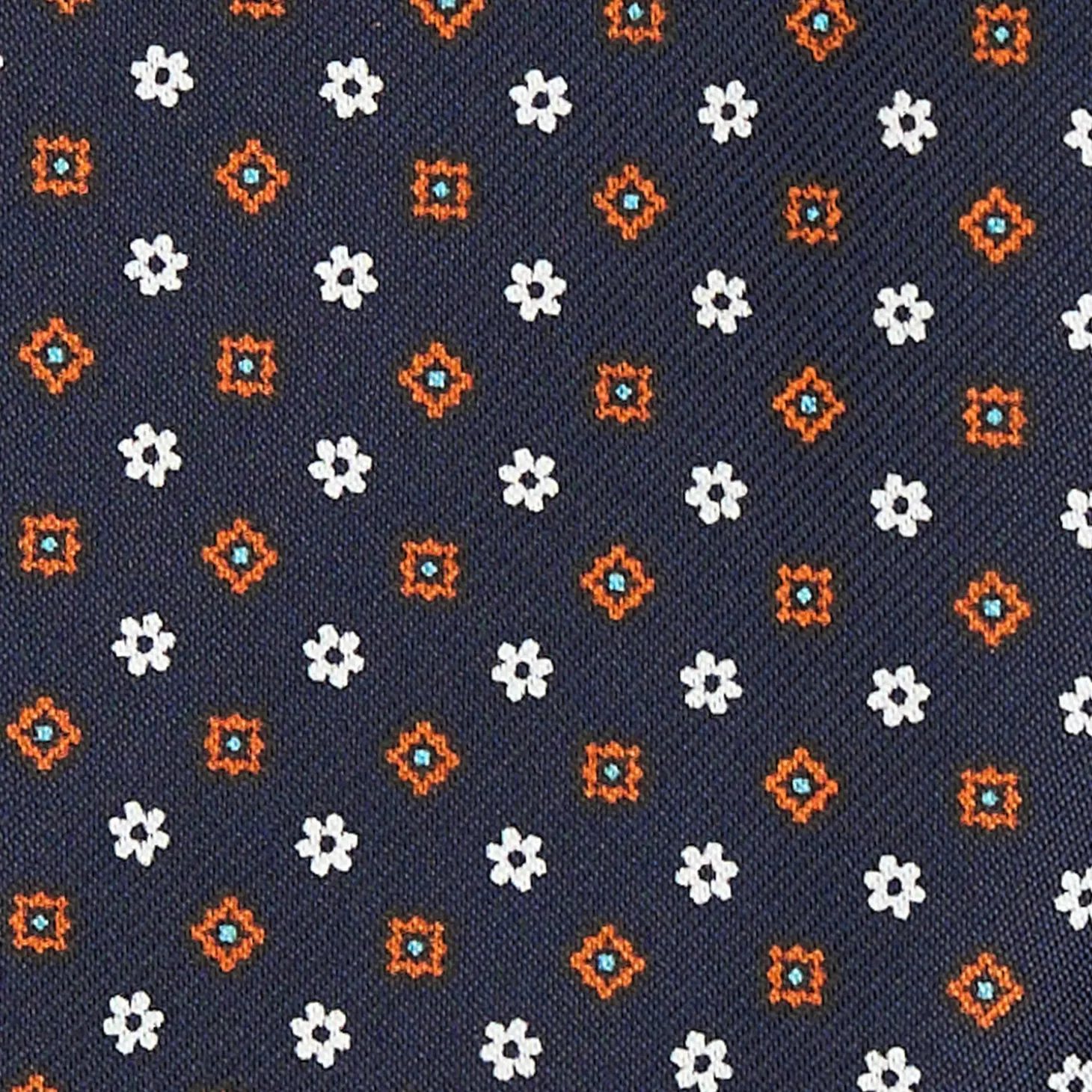 CRAVATTA ASCOT IN SETA BLU SCURO Microfantasia fiore