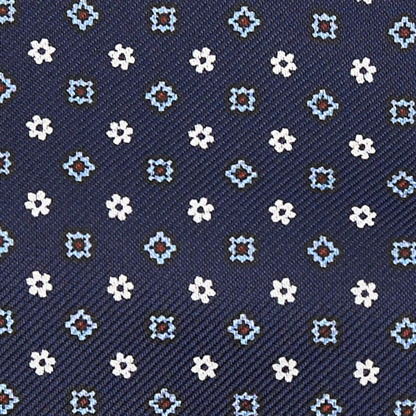 CRAVATTA ASCOT IN SETA BLU SCURO Microfantasia fiore