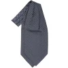 CRAVATTA ASCOT IN SETA BLU SCURO Microfantasia fiore