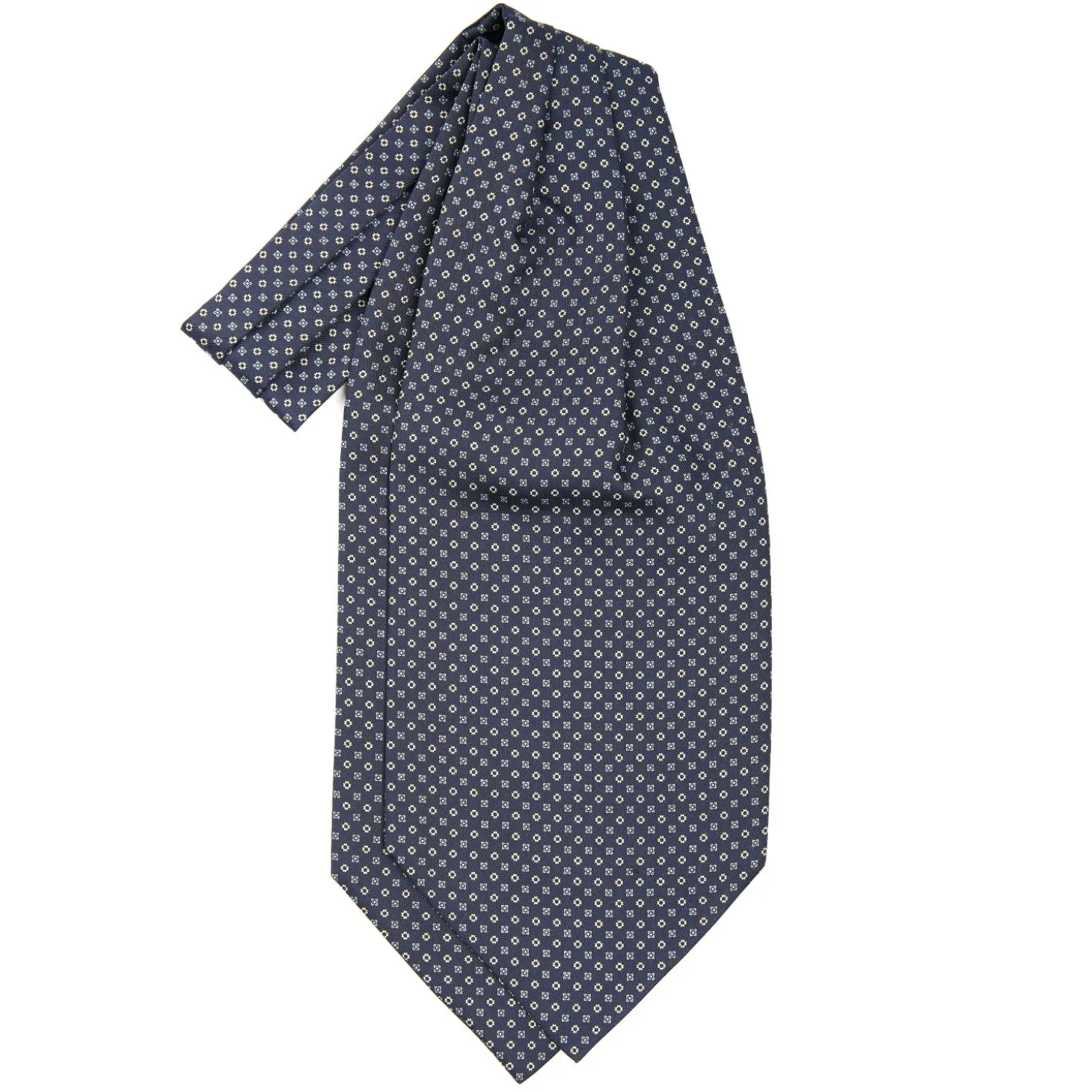CRAVATTA ASCOT IN SETA BLU SCURO Microfantasia fiore