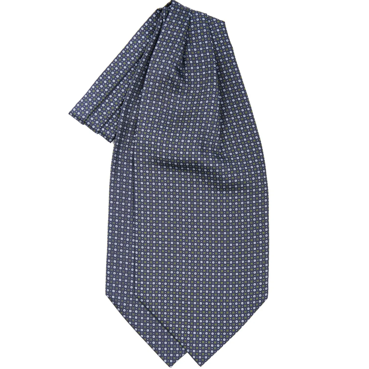 CRAVATTA ASCOT IN SETA BLU SCURO Microfantasia fiore