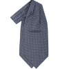 CRAVATTA ASCOT IN SETA BLU SCURO Microfantasia fiore