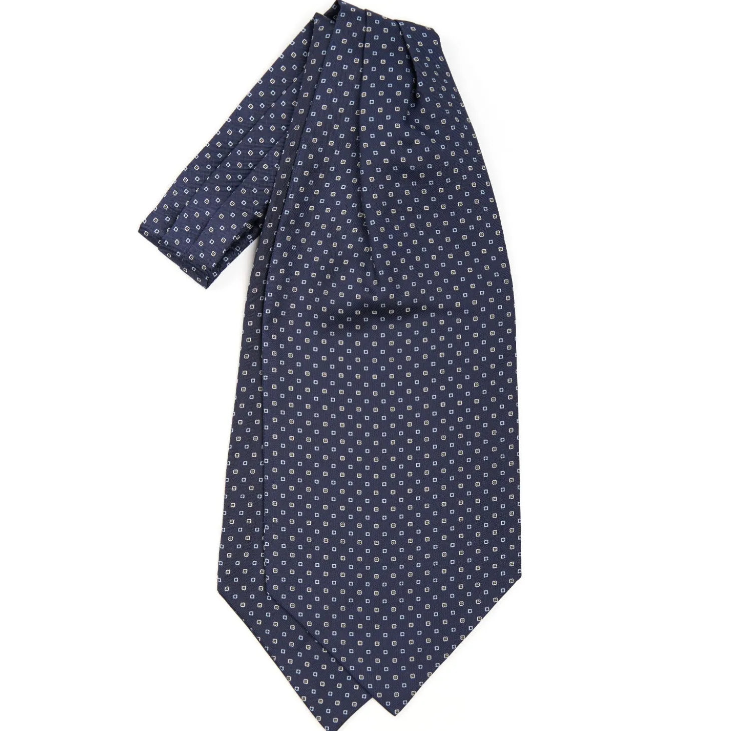 CRAVATTA ASCOT IN SETA BLU SCURO Microfantasia fiore
