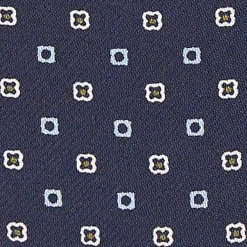 CRAVATTA ASCOT IN SETA BLU SCURO Microfantasia fiore