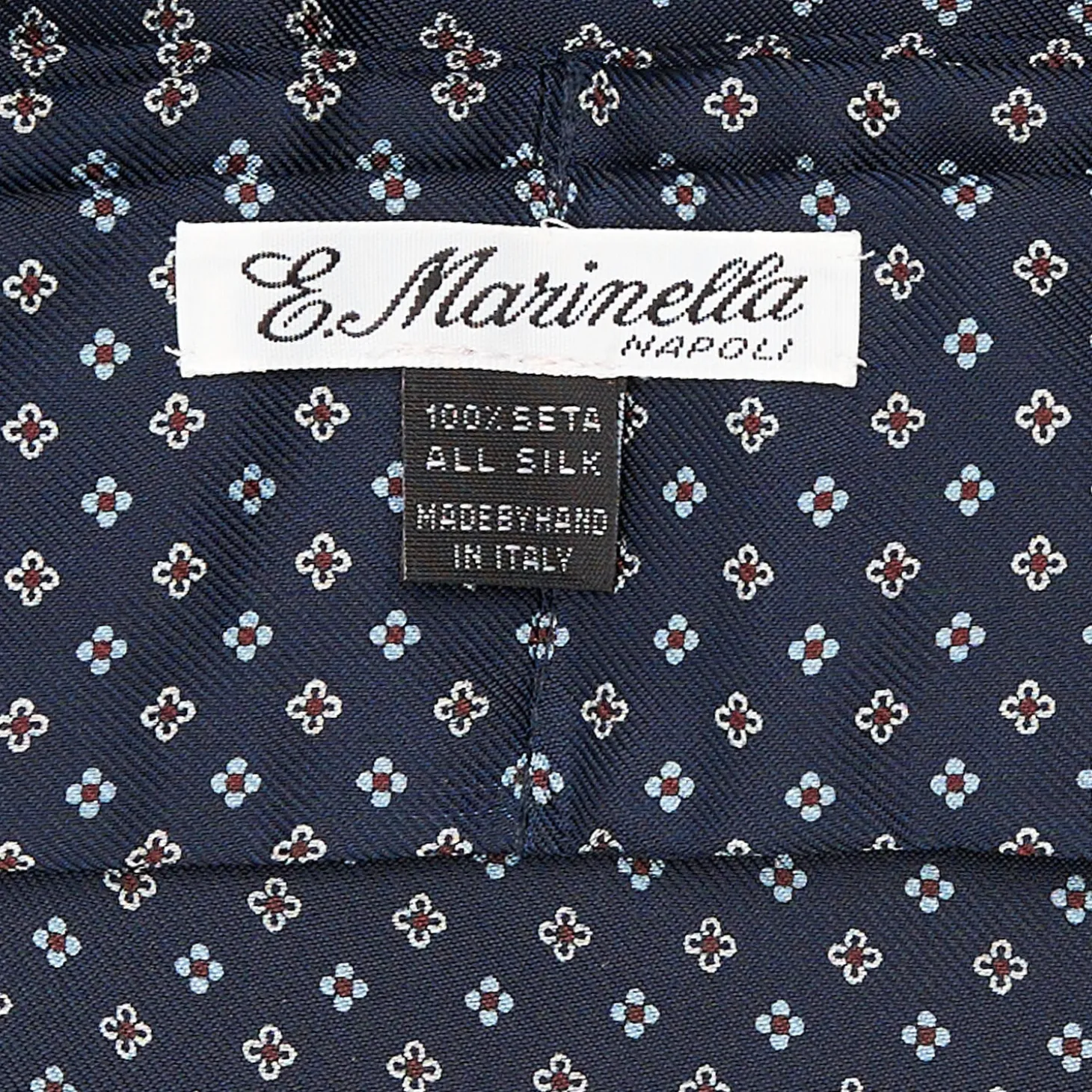 CRAVATTA ASCOT IN SETA BLU SCURO Microfantasia fiore