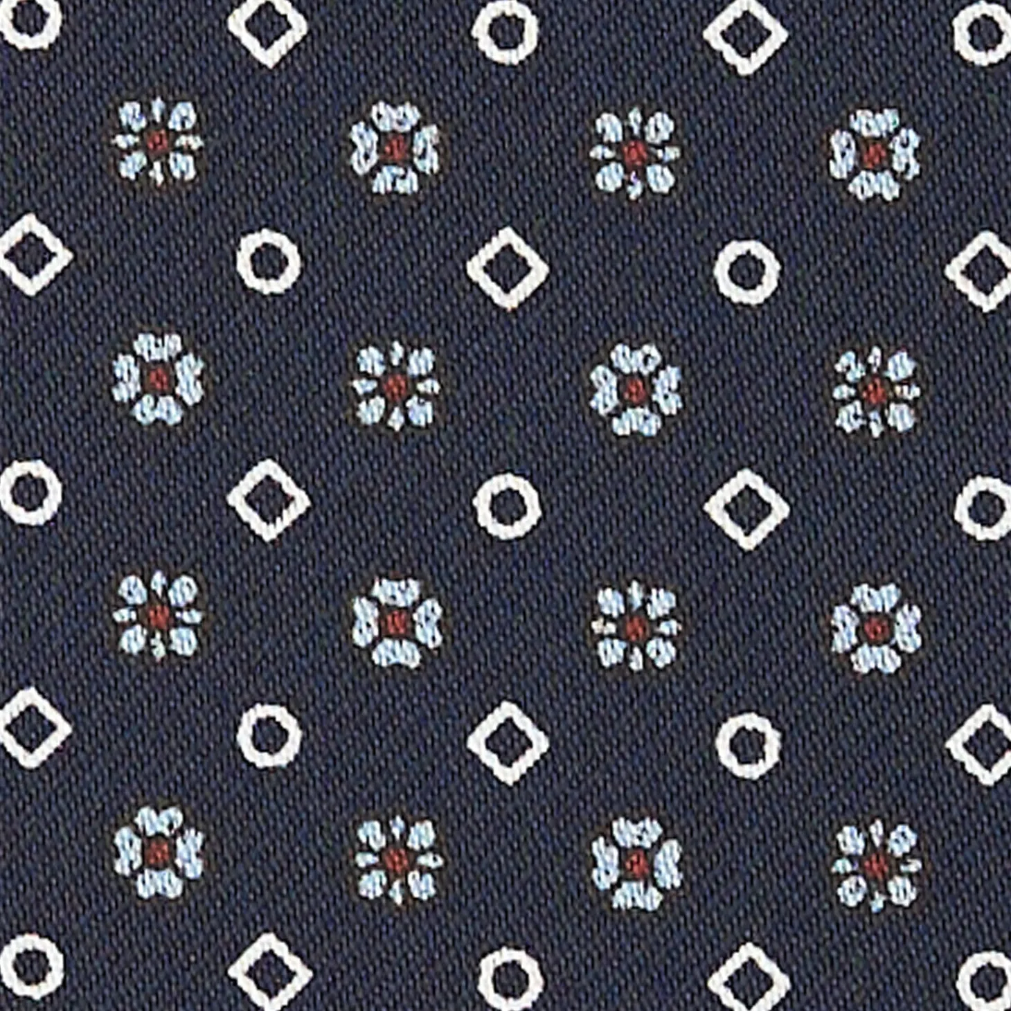 CRAVATTA ASCOT IN SETA BLU SCURO Microfantasia fiore